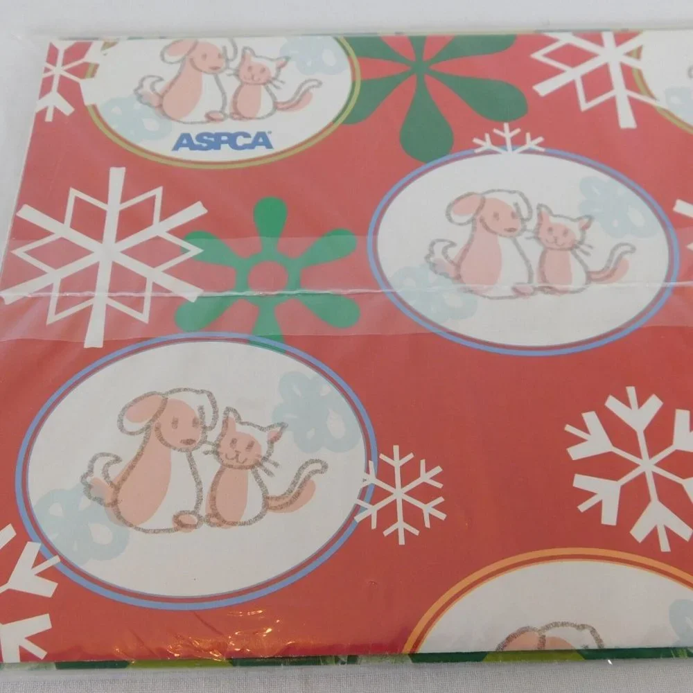 ASPCA Holiday Gift Wrap Sheets Sealed Packs 4 Sheets Total 2 Patterns Gift Tags